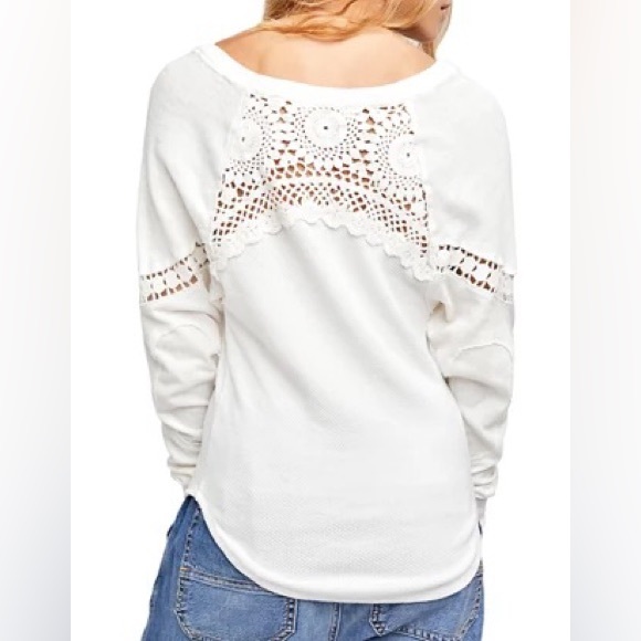 FREE PEOPLE Luella Tee COTTON top in Ivory J281 - Picture 2 of 4